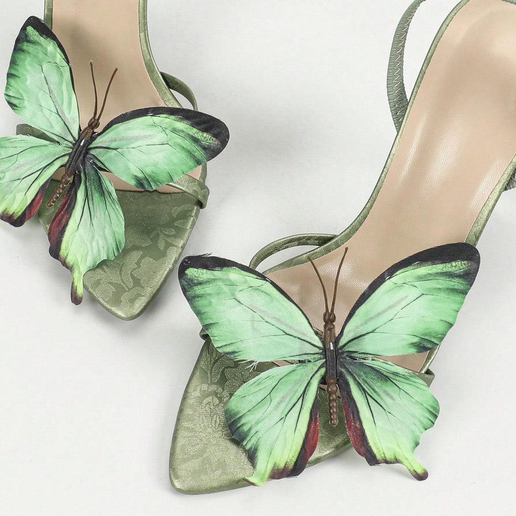 Elegant Pointed-Toe Butterfly Heel Pumps for Women